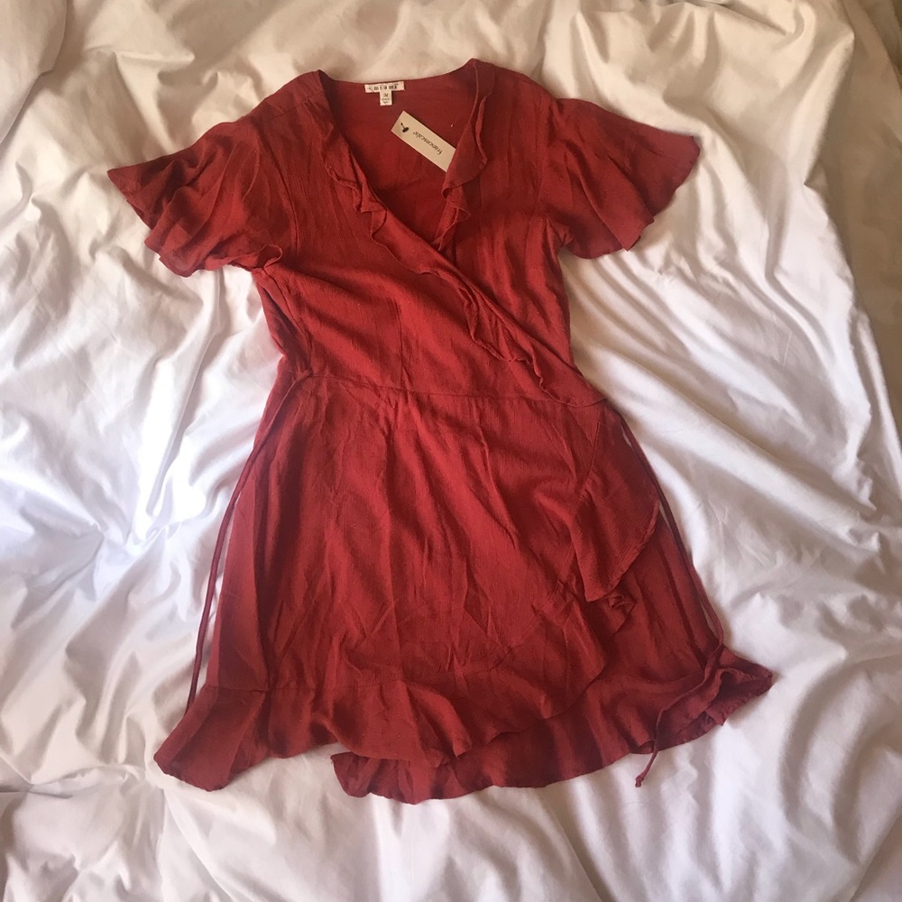 Francesca’s Rust Wrap Dress